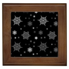 Christmas Snowflake Seamless Pattern With Tiled Falling Snow Framed Tile by Vaneshart