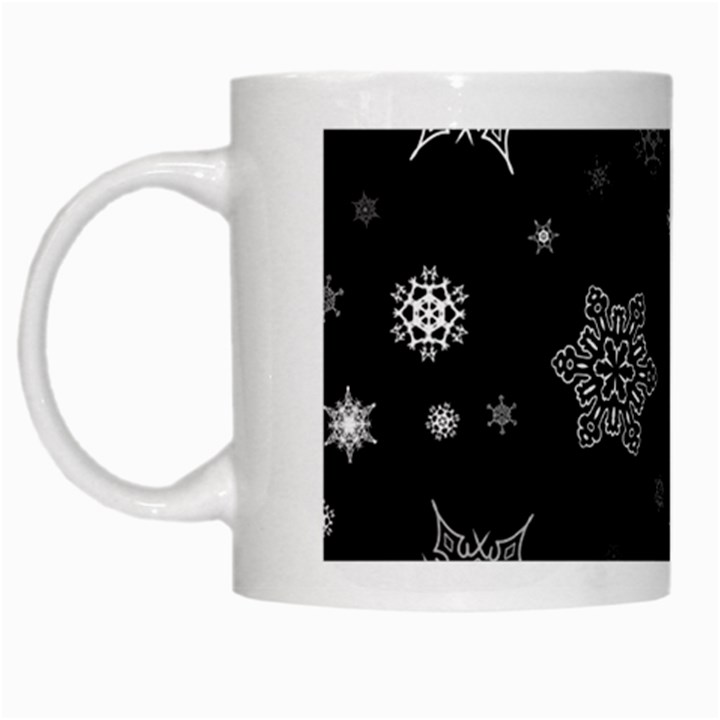 Christmas Snowflake Seamless Pattern With Tiled Falling Snow White Mugs