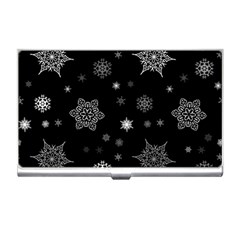 Christmas Snowflake Seamless Pattern With Tiled Falling Snow Business Card Holder by Vaneshart