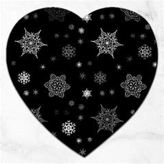 Christmas Snowflake Seamless Pattern With Tiled Falling Snow Jigsaw Puzzle (heart) by Vaneshart