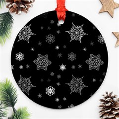 Christmas Snowflake Seamless Pattern With Tiled Falling Snow Round Ornament (two Sides) by Vaneshart