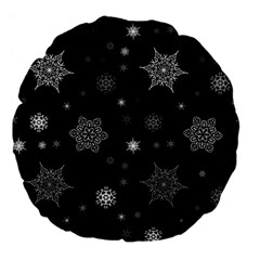 Christmas Snowflake Seamless Pattern With Tiled Falling Snow Large 18  Premium Flano Round Cushions by Vaneshart