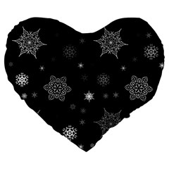 Christmas Snowflake Seamless Pattern With Tiled Falling Snow Large 19  Premium Flano Heart Shape Cushions by Vaneshart