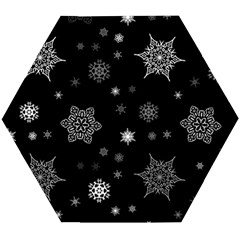 Christmas Snowflake Seamless Pattern With Tiled Falling Snow Wooden Puzzle Hexagon by Vaneshart