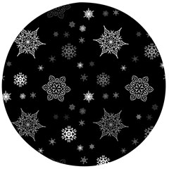 Christmas Snowflake Seamless Pattern With Tiled Falling Snow Wooden Bottle Opener (round) by Vaneshart