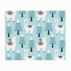 Christmas Tree Cute Lama With Gift Boxes Seamless Pattern Small Glasses Cloth by Vaneshart