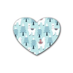 Christmas Tree Cute Lama With Gift Boxes Seamless Pattern Heart Coaster (4 Pack)  by Vaneshart