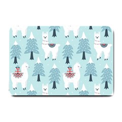 Christmas Tree Cute Lama With Gift Boxes Seamless Pattern Small Doormat  by Vaneshart