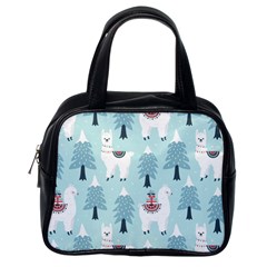 Christmas Tree Cute Lama With Gift Boxes Seamless Pattern Classic Handbag (one Side) by Vaneshart