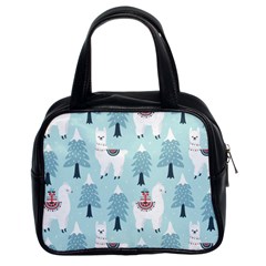 Christmas Tree Cute Lama With Gift Boxes Seamless Pattern Classic Handbag (two Sides) by Vaneshart