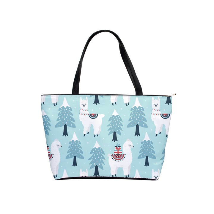 Christmas Tree Cute Lama With Gift Boxes Seamless Pattern Classic Shoulder Handbag