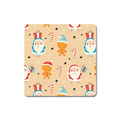 Funny Christmas Pattern Background Square Magnet by Vaneshart