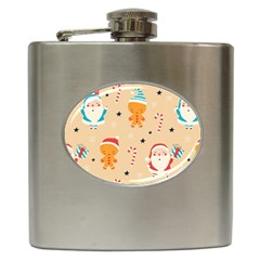 Funny Christmas Pattern Background Hip Flask (6 Oz) by Vaneshart