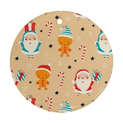 Funny Christmas Pattern Background Round Ornament (two Sides) by Vaneshart