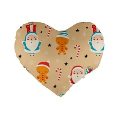 Funny Christmas Pattern Background Standard 16  Premium Heart Shape Cushions by Vaneshart