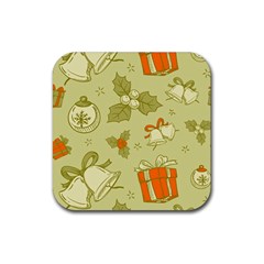 Vintage Christmas Pattern Rubber Coaster (square) 