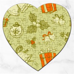 Vintage Christmas Pattern Jigsaw Puzzle (heart) by Vaneshart