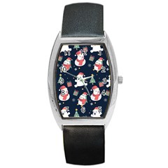 Colourful Funny Christmas Pattern Barrel Style Metal Watch by Vaneshart