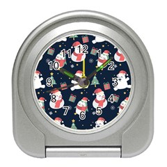 Colourful Funny Christmas Pattern Travel Alarm Clock by Vaneshart