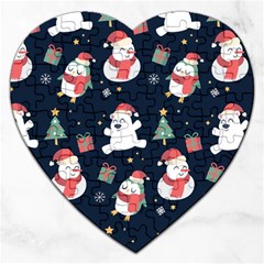 Colourful Funny Christmas Pattern Jigsaw Puzzle (heart) by Vaneshart