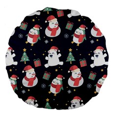 Colourful Funny Christmas Pattern Large 18  Premium Flano Round Cushions by Vaneshart