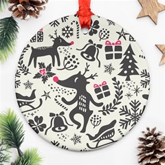 Hand Drawn Pattern Christmas Round Ornament (two Sides) by Vaneshart