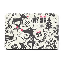 Hand Drawn Pattern Christmas Small Doormat  by Vaneshart