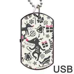 Hand Drawn Pattern Christmas Dog Tag Usb Flash (two Sides) by Vaneshart