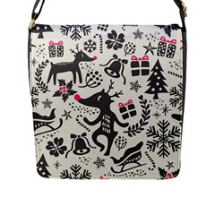 Hand Drawn Pattern Christmas Flap Closure Messenger Bag (l) by Vaneshart