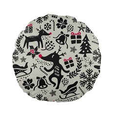 Hand Drawn Pattern Christmas Standard 15  Premium Flano Round Cushions by Vaneshart