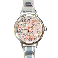 Hygge Seamless Pattern Round Italian Charm Watch by Vaneshart