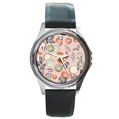 Hygge Seamless Pattern Round Metal Watch by Vaneshart