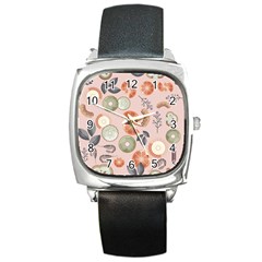 Hygge Seamless Pattern Square Metal Watch by Vaneshart