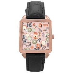 Hygge Seamless Pattern Rose Gold Leather Watch  by Vaneshart