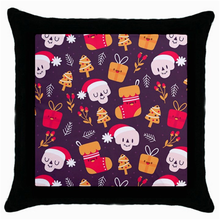 Pattern Christmas Funny Throw Pillow Case (Black)