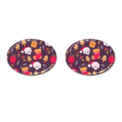 Pattern Christmas Funny Cufflinks (oval) by Vaneshart