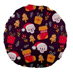 Pattern Christmas Funny Large 18  Premium Flano Round Cushions by Vaneshart