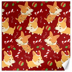 Colorful Funny Christmas Pattern Dog Puppy Canvas 20  X 20  by Vaneshart