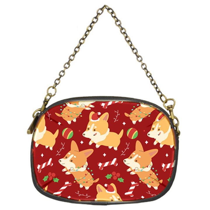 Colorful Funny Christmas Pattern Dog Puppy Chain Purse (Two Sides)