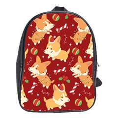 Colorful Funny Christmas Pattern Dog Puppy School Bag (large) by Vaneshart