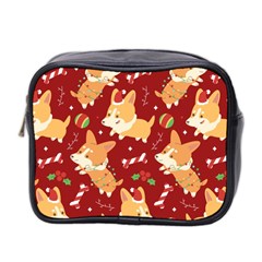 Colorful Funny Christmas Pattern Dog Puppy Mini Toiletries Bag (two Sides) by Vaneshart