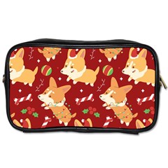 Colorful Funny Christmas Pattern Dog Puppy Toiletries Bag (two Sides) by Vaneshart