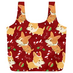 Colorful Funny Christmas Pattern Dog Puppy Full Print Recycle Bag (xl) by Vaneshart