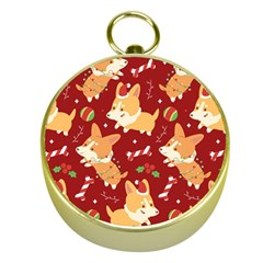 Colorful Funny Christmas Pattern Dog Puppy Gold Compasses by Vaneshart