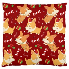 Colorful Funny Christmas Pattern Dog Puppy Large Flano Cushion Case (one Side) by Vaneshart