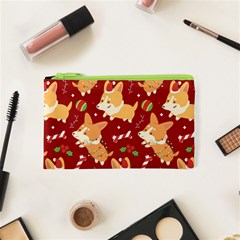 Colorful Funny Christmas Pattern Dog Puppy Cosmetic Bag (xs) by Vaneshart