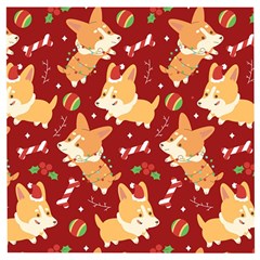 Colorful Funny Christmas Pattern Dog Puppy Wooden Puzzle Square by Vaneshart