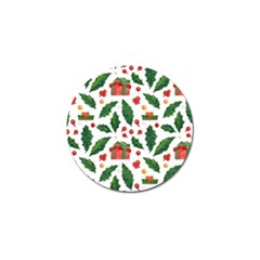 Christmas Seamless Pattern With Holly Red Gift Box Golf Ball Marker by Vaneshart