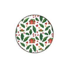 Christmas Seamless Pattern With Holly Red Gift Box Hat Clip Ball Marker