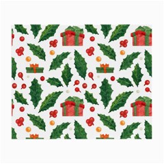 Christmas Seamless Pattern With Holly Red Gift Box Small Glasses Cloth by Vaneshart